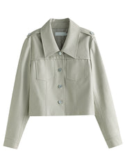 Jackets Retro Brown Front Shoulder Leather New Full Sleeve Single