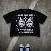 Casual Loose Cartoon Animation Printed Short-sleeved Y2k Harajuku High Street