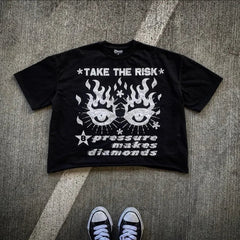 Casual Loose Cartoon Animation Printed Short-sleeved Y2k Harajuku High Street