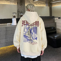Men Gothic Printed Long Sleeve Hooded Hoodie for Autumn