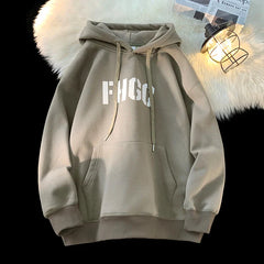 Baggy Letter Patch Hoodies Korean Street Style Couple Tops