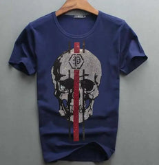 Streetwear Men Diamonds Rhinestones Skulls Graphic T Shirt Male Fashion Tees Casual