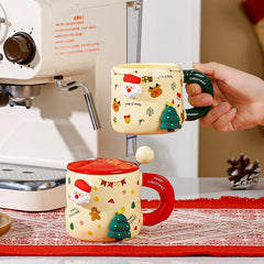 Christmas Christmas Cartoon Coffee Mug with Lid Spoon
