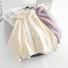 Hoodies Thick Fashion Women Sweatshirt Coat Solid Color Baggy Casual Clothes