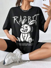 Kawaii Rabbit Printed Casual Soft Short Sleeve Loose Tees