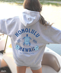 Honlulu Hawaiian Hoodie Women's Spring and Autumn Casual Turtle Print Pullover