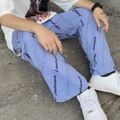 Autumn Winter Letter Fashion Straight Pants Streetwear