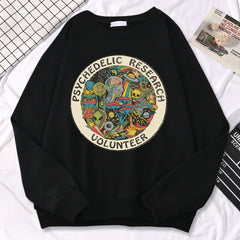 Casual Kawaii Women Sweatshirts Psychedelic Research Volunteer Colourful Prints