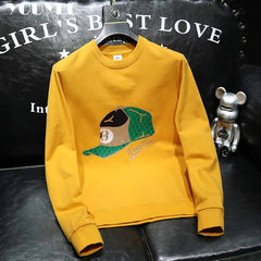 Round Collar Men Pullover Hoodies Personalized Hat Hot Diamond Print Fashionable