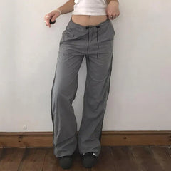 Split Zipper Contrast Pants High Waist