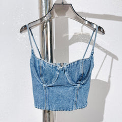 No Invite Denim Corset Top