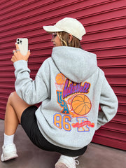 Basketball Usa 86 Letter Cartoons Printing Hoodies Women Fleece Fashion Autumn Casual