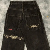 Y2K Hip Hop Retro Graphic Baggy Jeans Black Pants