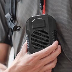 Body Fan with powerbankâ„? keeps your body cool and your gear charged