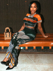 New Flame Mesh Pants Set