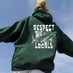 Respect The Locals Hoodie Surfing Hoodie Save The Shark Unisex Pullover