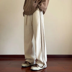 Men Sweatpants Streetwear Side Striped Trend Wide-leg Casual
