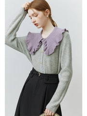 Sweater Female Stitching Knitted Cardigan Coat Women Autumn Winter