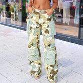 Camouflage Print Pocket Cargo Women Pants