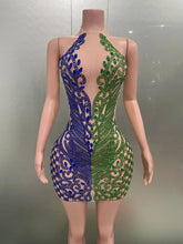 Sparkly Rhinestone Mesh Mini Dress