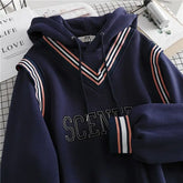 Autumn Harajuku Hooded Sweater Women Fake Two-Piece Long Sleeve Coat