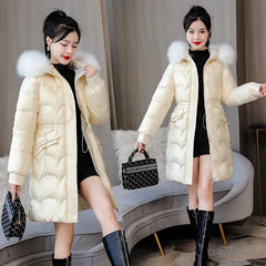 2023 New Winter Jacket Thick Warm Cotton Padded Puffer Parka with Wide-waisted, Pockets, and Zippers