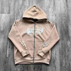 Y2K-Inspired Letter Print Hoodies Stylish Zip-Up Sweatshirts for Women