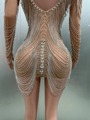 Luxury Tassels Chain Mini Dress