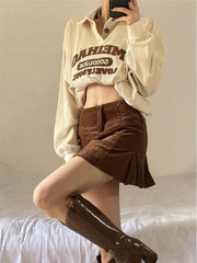Hoodies Oversized Polo Collar Casual Tops Vintage