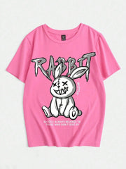 Kawaii Rabbit Printed Casual Soft Short Sleeve Loose Tees