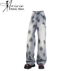 Women's Y2K Graffiti Baggy Jeans Vintage Aesthetic