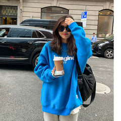 Sweatshirt Women Fleece Thicken Fashion Letter Printing Long Sleeves