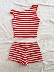 Desert Summers Red Striped Two Piece Set