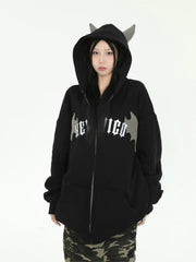 Hoodie Zipper Hooded High Street E-girl Oversized Sweatshirt Punk Kpop