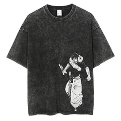 Streetwear Sleeve Vintage T-Shirt Japanese Anime Graphic Print Harajuku Casual Loose