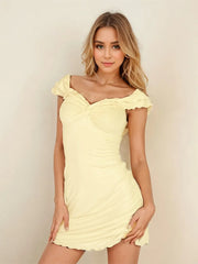 2024 Spring V-neck Sleeveless Ruffles Mini Dress Y2KK Streetwear