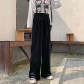 Y2K Korean Style Black Velvet Wide Leg Pants Elegant Casual Fashion for Women