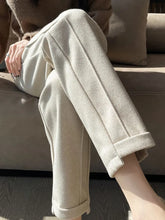 Stay Cozy and Stylish High-Waisted Tweed Straight Pants for Autumn and Winter 2023