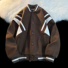 Bomber Jackets Heavyweight Hip Hop Patchwork Baseball Collar Jacket Baseball Uniform