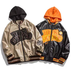 Hip-Hop Streetwear - Oversized Hooded Unisex Varsity Jacket, Y2K Harajuku