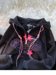 Letter Print Hoodie Korean Preppy Style