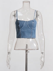 No Invite Denim Corset Top