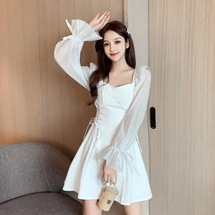 Silk Dress Chiffon Outfits Sensual Sexy on Promotion One-piece Aesthetic 2024 Fashion