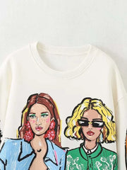 Hoodies Chic Pullovers Tops Beauty Girls Print Fashion 2024