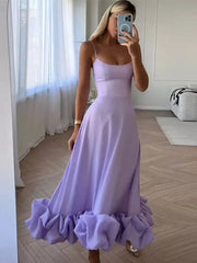 Ravishing Rose: Stunning Spaghetti Strap A-line Dress for Women