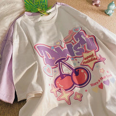 Kawaii Fruit Print Harajuku Tee: Embrace Sweet & Quirky Style