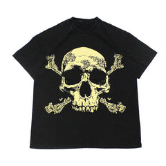Men Punk Style Y2K Cotton T-Shirt Skull Printed Graphic Tops