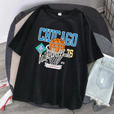 Chicago Basketball Team Mens Cotton T Shirts Oversize Hip Hop Clothing Casual All-math