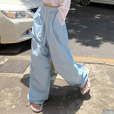 Korean Style Blue Parachute Pants for Women
