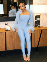 Amie Jumpsuit + Furry Shawl Top Set